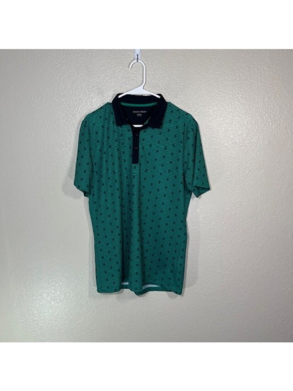 Galvin Green Golf Polo Mens Medium Shirt Striped Knit Logo Athletic